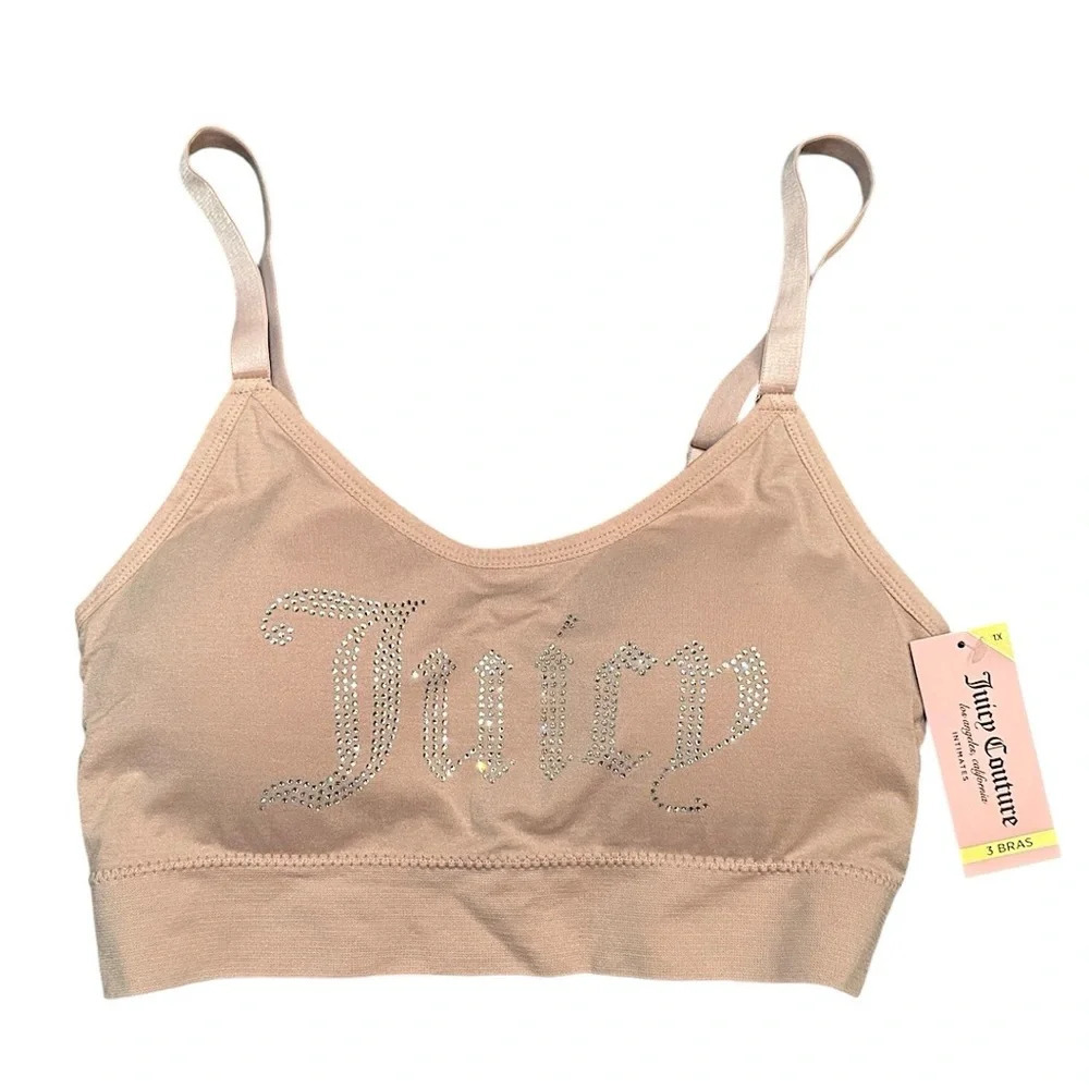 LJuicy Couture  Seamless Sports Bra SIZ 1X Nude Sparkle Glam Bling